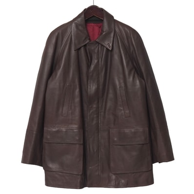 Salvatore Ferragamo サルヴァトーレフェラガモ コート サイズ52 中綿キルティングライナー付 本革 レザーコート イタリア製 ブランド古着【中古】20251210/RA6878