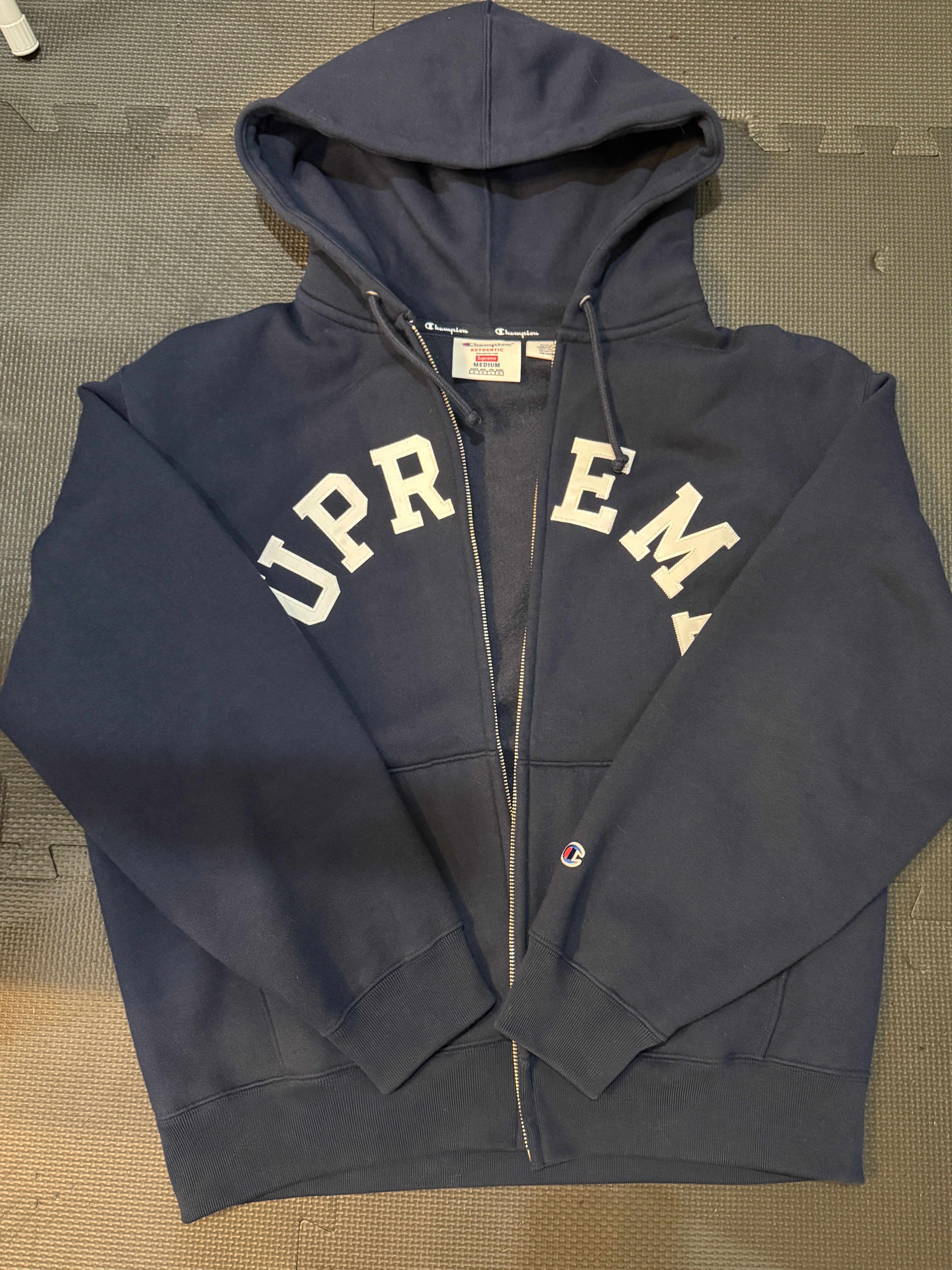 Supreme x Champion Zip Up Hooded Sweatshirt "Navy"