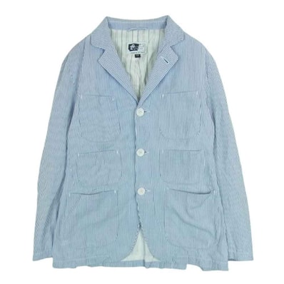 Engineered Garments エンジニアードガーメンツ ジャケット ストライプ シャツ コットン ジャケット ライトブルー系 ホワイト系 XS【中古】