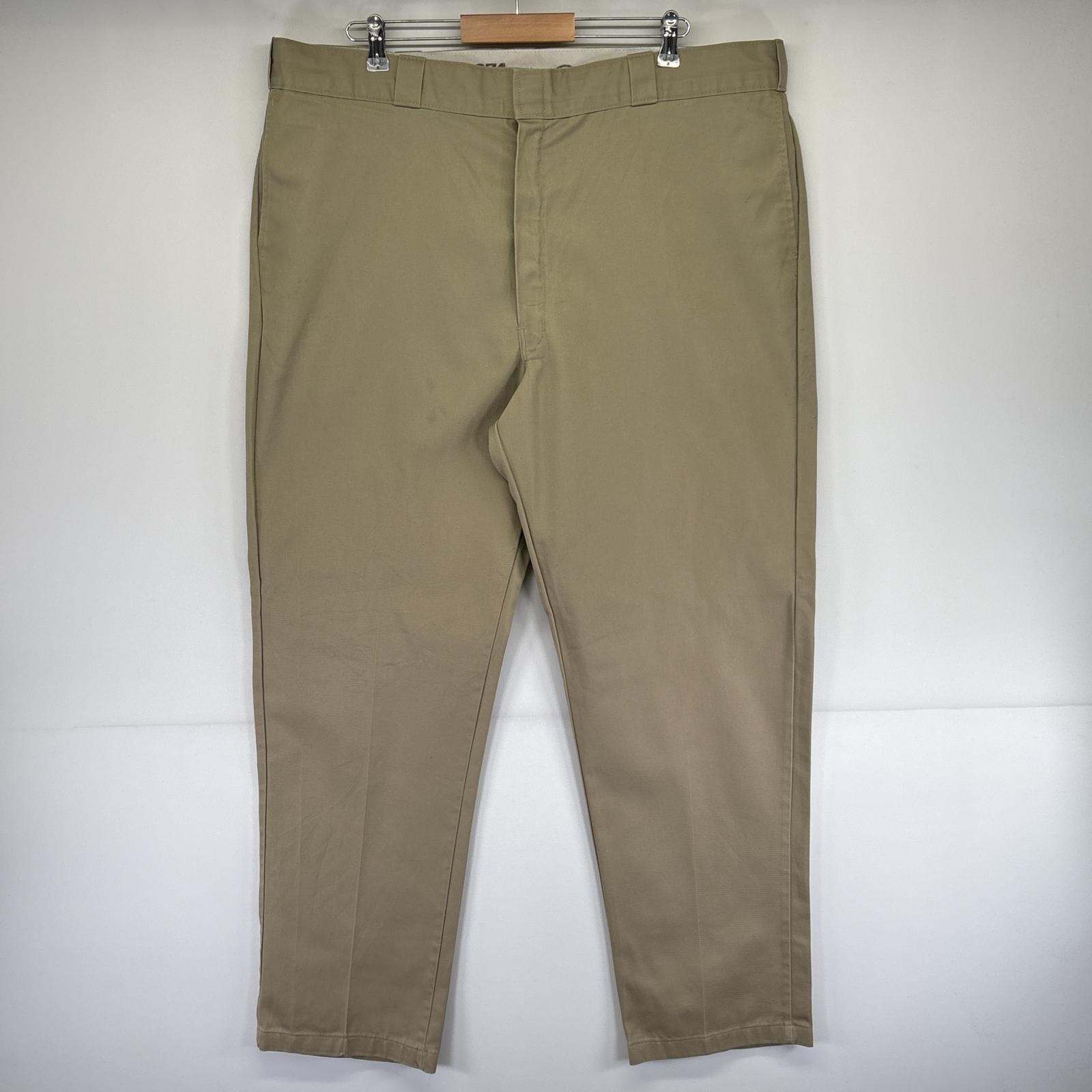 古着 ディッキーズ Dickies ワークパンツ 874 チノパン ワンポイントロゴ テーパード 作業着 w44 L34  ベージュ メンズ