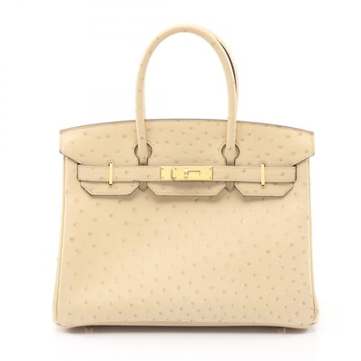 エルメス HERMES バーキン30 パルシュマン ハンドバッグ バッグ オーストリッチ オーストリッチ T刻印(2015年製造) レディース ベージュ系 【中古】