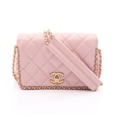 シャネル CHANEL マトラッセ ショルダーバッグ バッグ キャビアスキン(グレインドカーフ) レディース ピンク系 【中古】