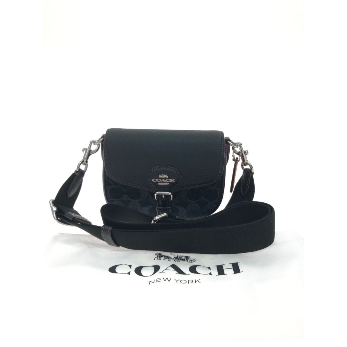 ▼▼COACH コーチ レディース ショルダーバッグ アウトレット アメリア スモール サドル バッグ・シグネチャー デニム CQ187 ブラック