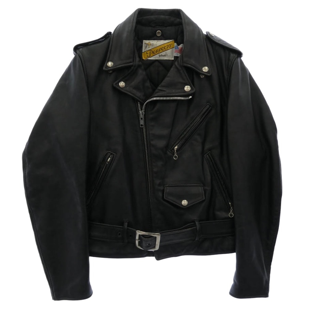 schott ショット レザージャケット USA製 PERFECTO 618 レザー ダブル ライダースジャケット ブラック系 36【中古】