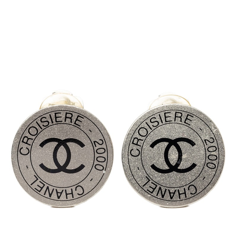 シャネル クルーズコレクション ココマーク ラウンド イヤリング 00C 2000 シルバー メタル レディース CHANEL 中古