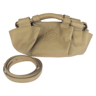 美品 LOEWE ロエベ アナグラム ナッパアイレ 2way ゴールド レザー ショルダーバッグ ハンドバッグ 1-0294138 【中古】