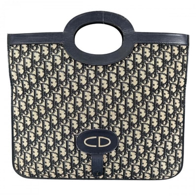 Christian Dior クリスチャンディオール ハンドバッグ オブリーク キャンバス レザー ゴールド金具 レディース【中古品】