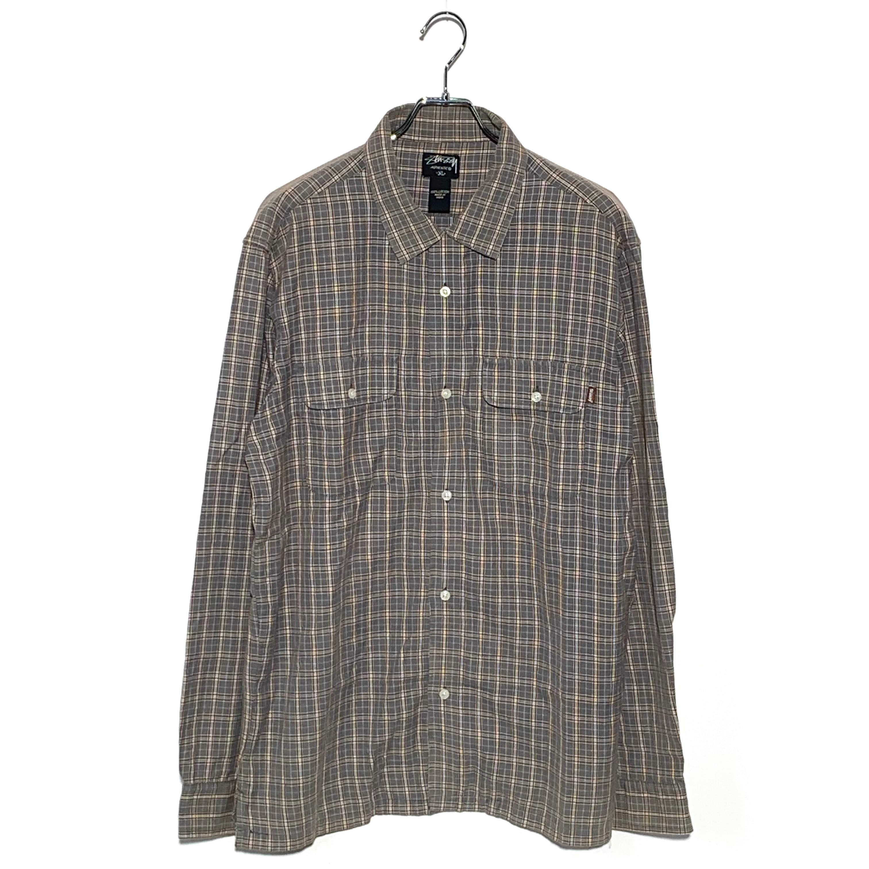 STUSSY OPEN COLLAR L/S SHIRT Gray