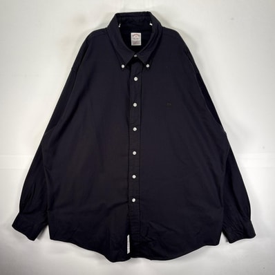 古着 ブルックスブラザーズ Brooks Brothers 長袖シャツ BD 1818 ワンポ ロゴ刺繍 XL ブラック系 無地 メンズ