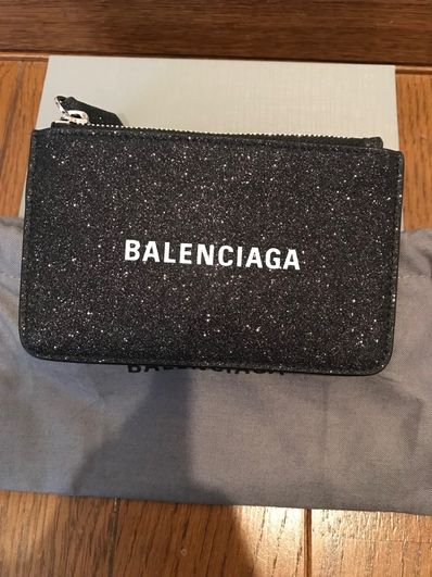 BALENCIAGA Glitter Coin Case "Black"