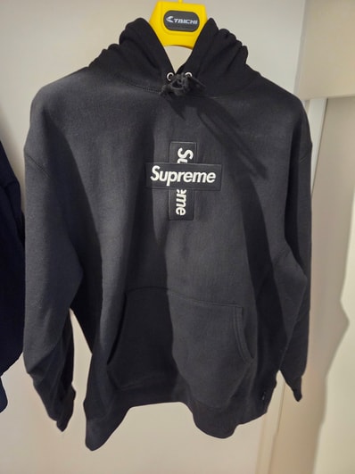 Supreme Cross Box Logo Hooded Sweatshirt "Black"