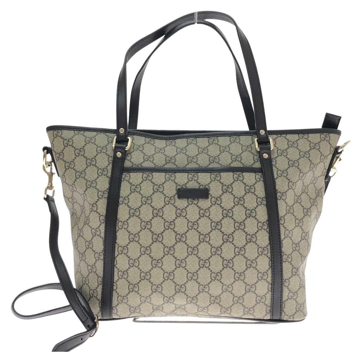 □□GUCCI グッチ 2WAYショルダーバッグ トートバッグ GGスプリーム PVCレザー 388929 ダークブラウン