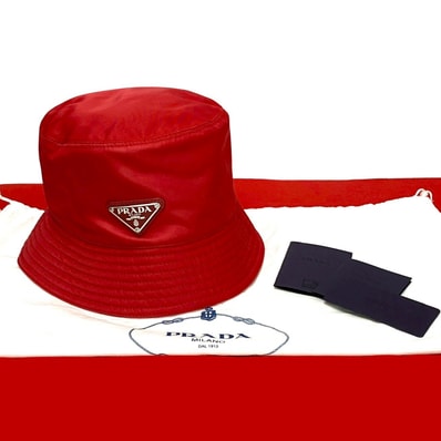 PRADA プラダ Re-Nylon 三角ロゴ ナイロン ハット レッド
64275