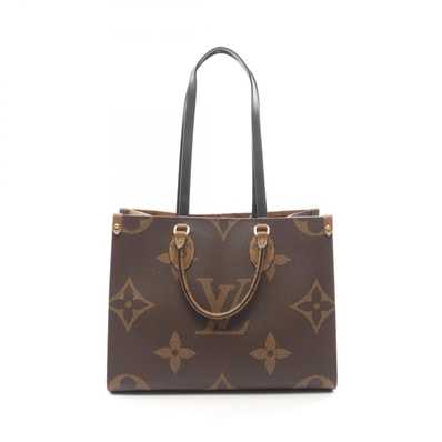 ルイ・ヴィトン LOUIS VUITTON オンザゴーMM モノグラムジャイアント リバース 2WAY トートバッグ バッグ PVCコーティングキャンバス レザー ベージュ レディース ブラウン系 / ベージュ系 M45321 【中古】