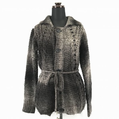 ディーゼル/DIESEL★グラデーション/透かし/かぎ編みカーディガン【Mens size -XS/暗茶×グレー】ジャケット/ブルゾン/アウター/ウエスト紐◆BA917L