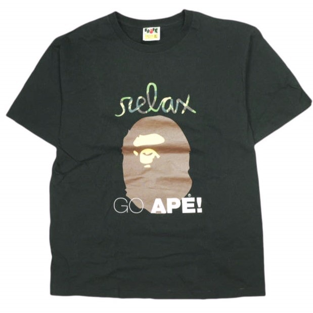 A BATHING APE x Relax Magazine ア ベイシング エイプ リラックス 別注 日本製 PARCO Shibuya限定 Tシャツ XL BLACK 半袖 BAPE トップス g23883