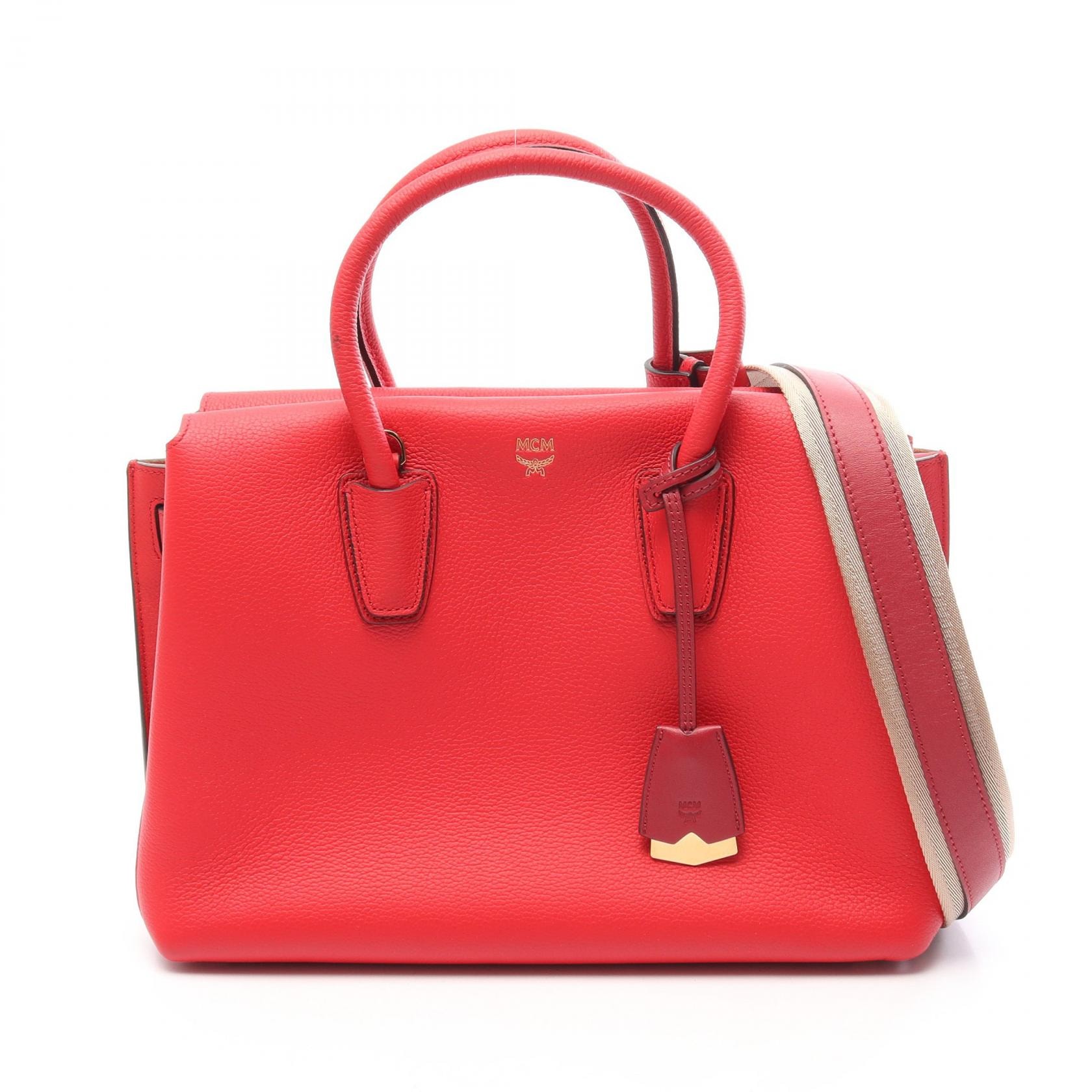 エム・シー・エム MCM MILLA ミラ 2WAY ハンドバッグ バッグ レザー レディース レッド系 【中古】