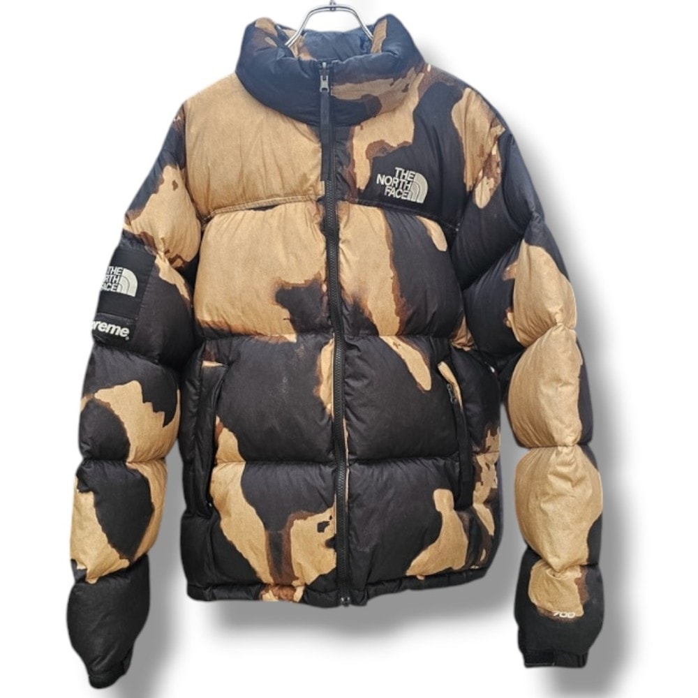 Supreme x The North Face Bleached Denim Print Nuptse Jacket "Black"
