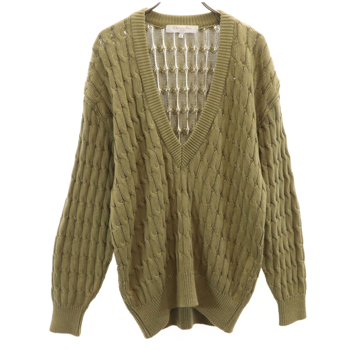 Christian Dior SPORTS クリスチャンディオールスポーツ 90s オールド 長袖 Vネック ニット M オリーブ系