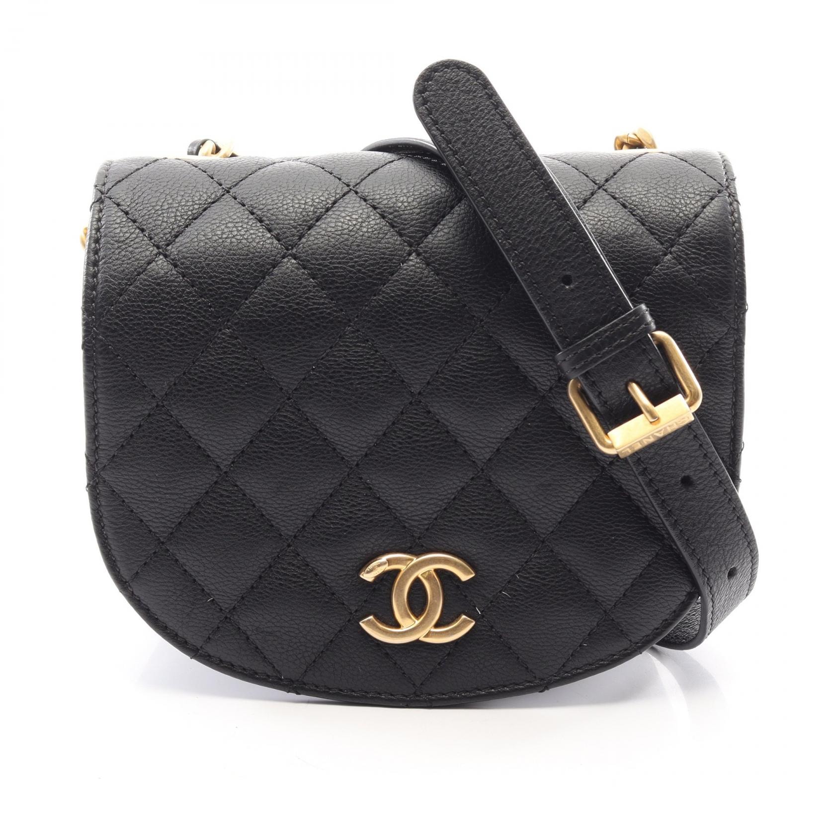 シャネル CHANEL マトラッセ スモールフラップ ショルダーバッグ バッグ カーフ(牛革) レディース ブラック系 【中古】
