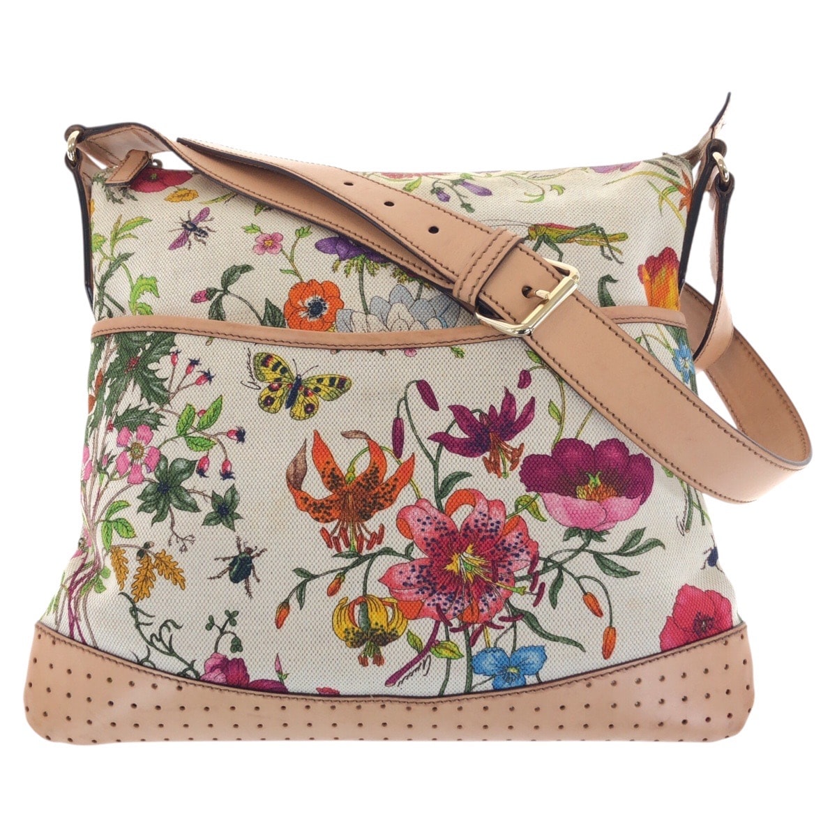 美品 GUCCI グッチ フローラ マルチカラー ゴールド金具 キャンバス レザー/ ショルダーバッグ メッセンジャーバッグ 603921 【中古】