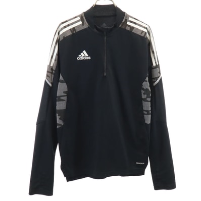 adidas アディダス トレーニング 長袖 ハーフジップ ウェア M ブラック