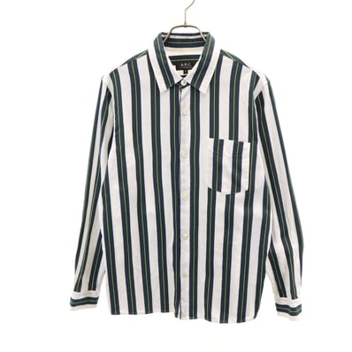 A.P.C. アーペーセー ストライプ柄 長袖 コットンシャツ S ホワイト