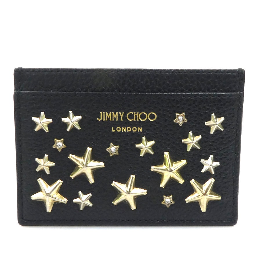 ジミーチュウ JIMMY CHOO カードケース レザー ブラック レディース【中古】 r11098a