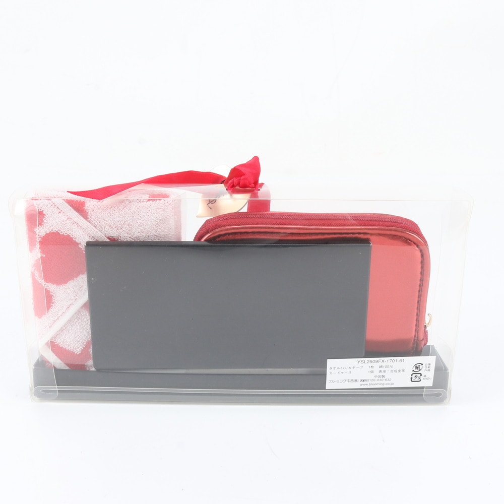 ■美品 イヴ サンローラン ハンカチ付カードケース レザー
