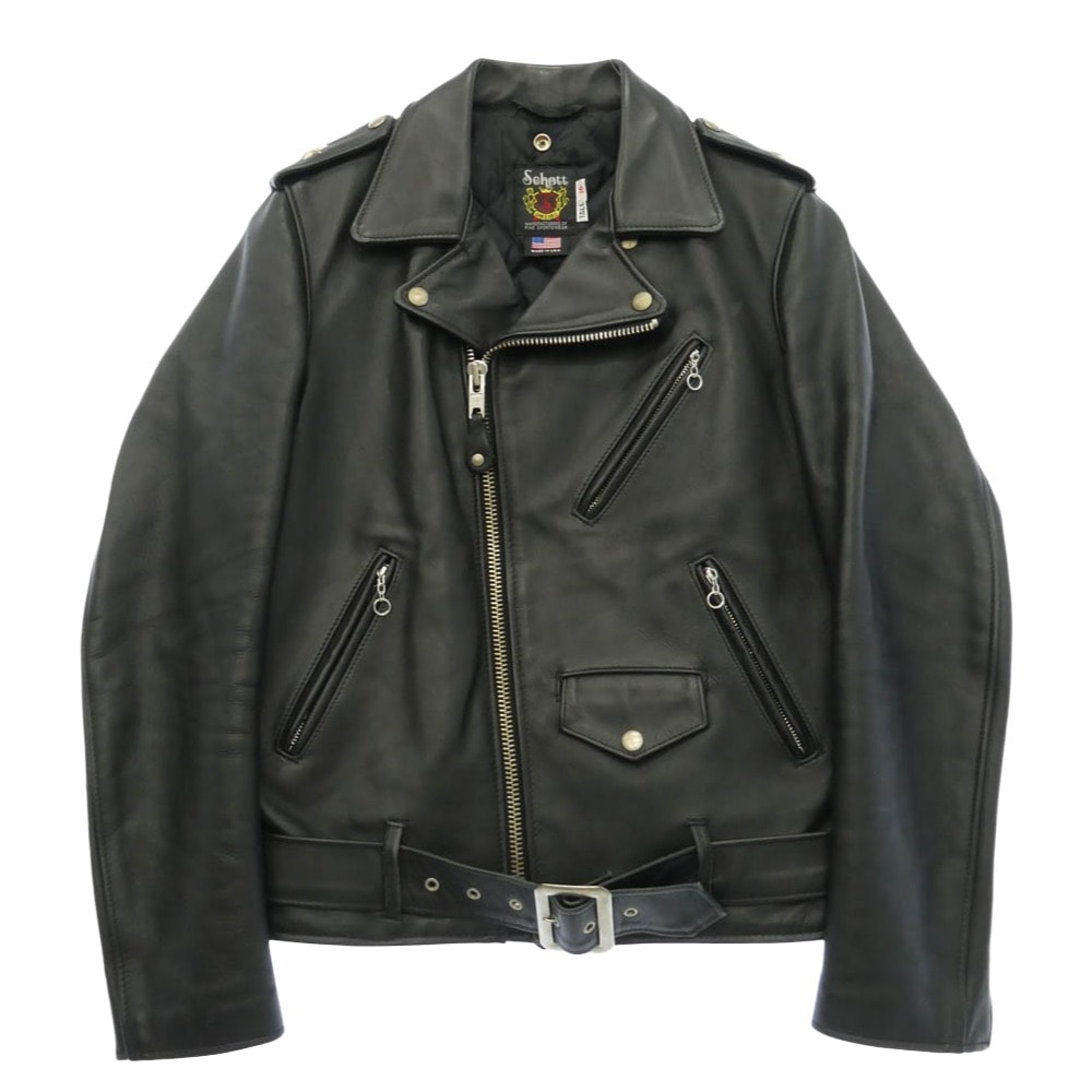 schott ショット 613UST ONESTAR TALL ワンスター トール ダブル ライダース レザー ジャケット ブラック系 36【中古】