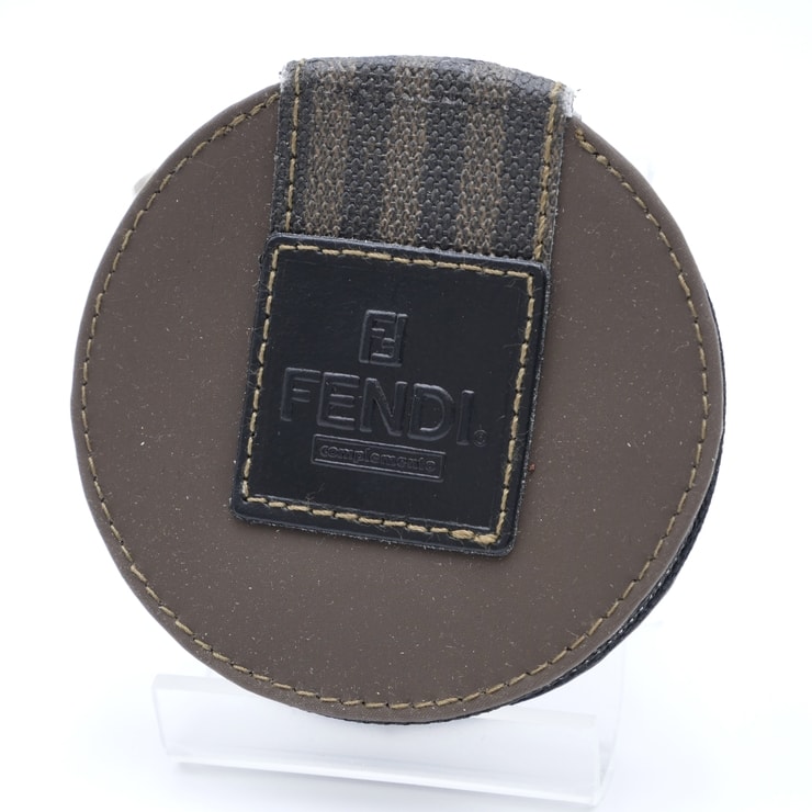 FENDI(フェンディ)Complemento ヴィンテージ コンパクトミラー ラウンドミラー ペカン ブラウン ダブルミラー ファスナー式【中古】