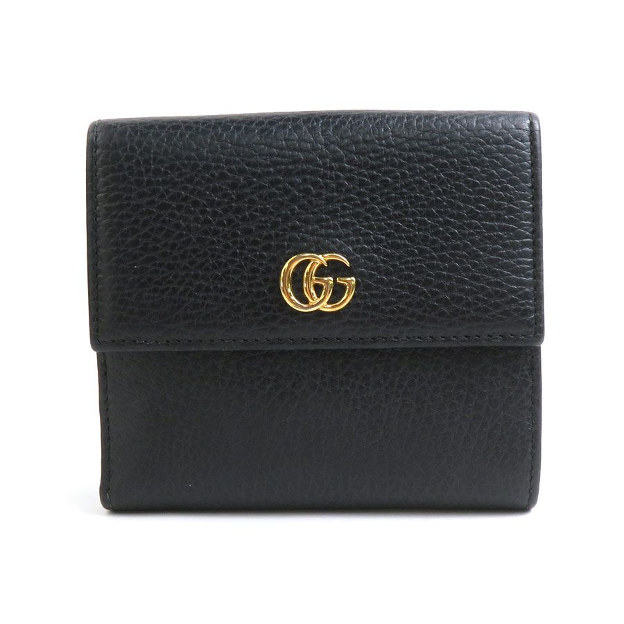 グッチ GUCCI 二つ折り財布 GGマーモント レザー ブラック 456122 やや傷や汚れあり】グッチ GUCCI 二つ折り財布 GGマーモント
