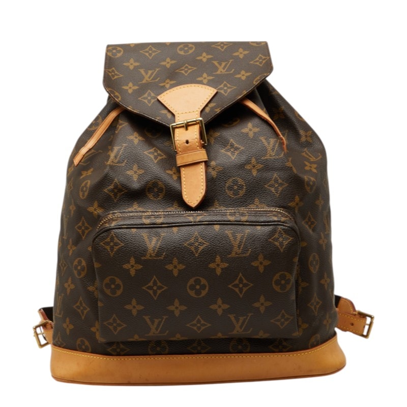 ルイ ヴィトン モノグラム モンスリGM リュック バックパック M51135 ブラウン PVC レザー レディース LOUIS VUITTON 中古