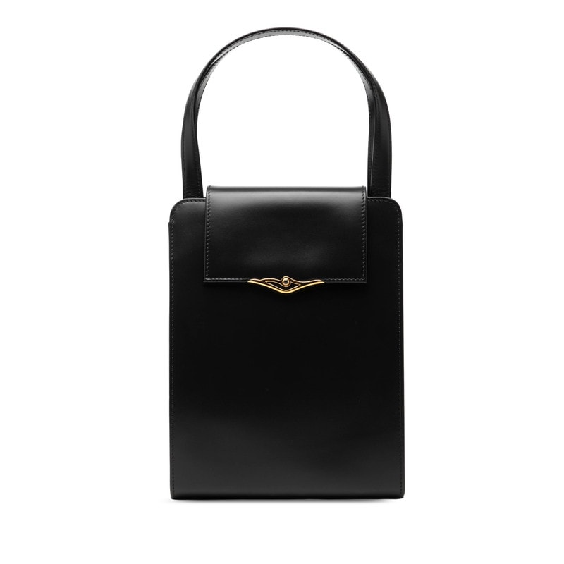カルティエ サファイアライン ハンドバッグ ブラック レザー レディース CARTIER 【中古】