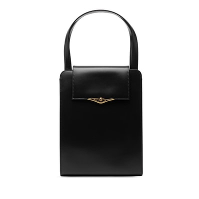 カルティエ サファイアライン ハンドバッグ ブラック レザー レディース CARTIER 【中古】