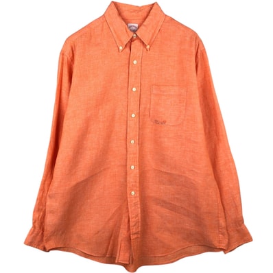 古着 ブルックスブラザーズ Brooks Brothers Est.1818 長袖 リネン ボタンダウンシャツ メンズL相当/eaa622294