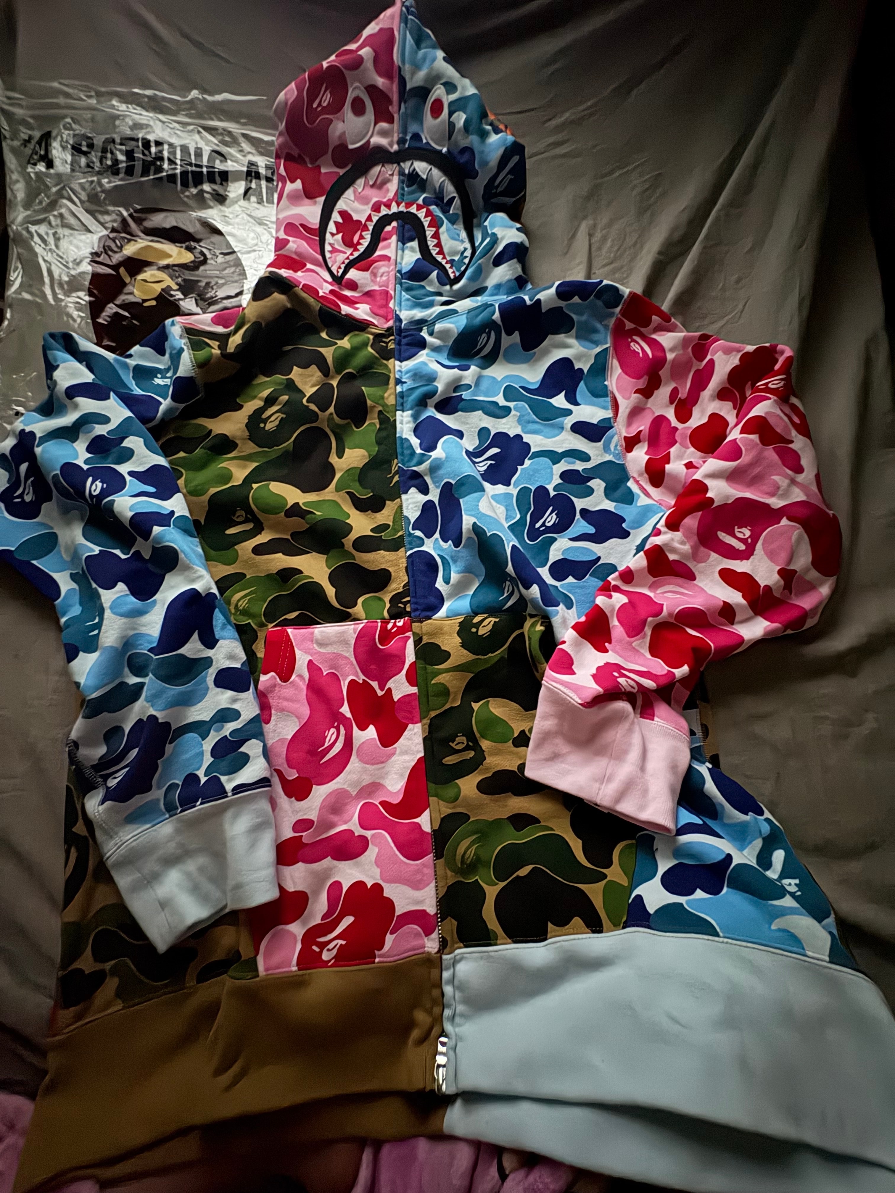 A BATHING APE ABC Camo Crazy Shark Full Zip Hoodie "Multi"
