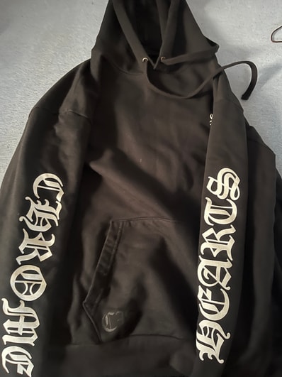Chrome Hearts Vertical Logo Pullover Hoodie "Black/White"