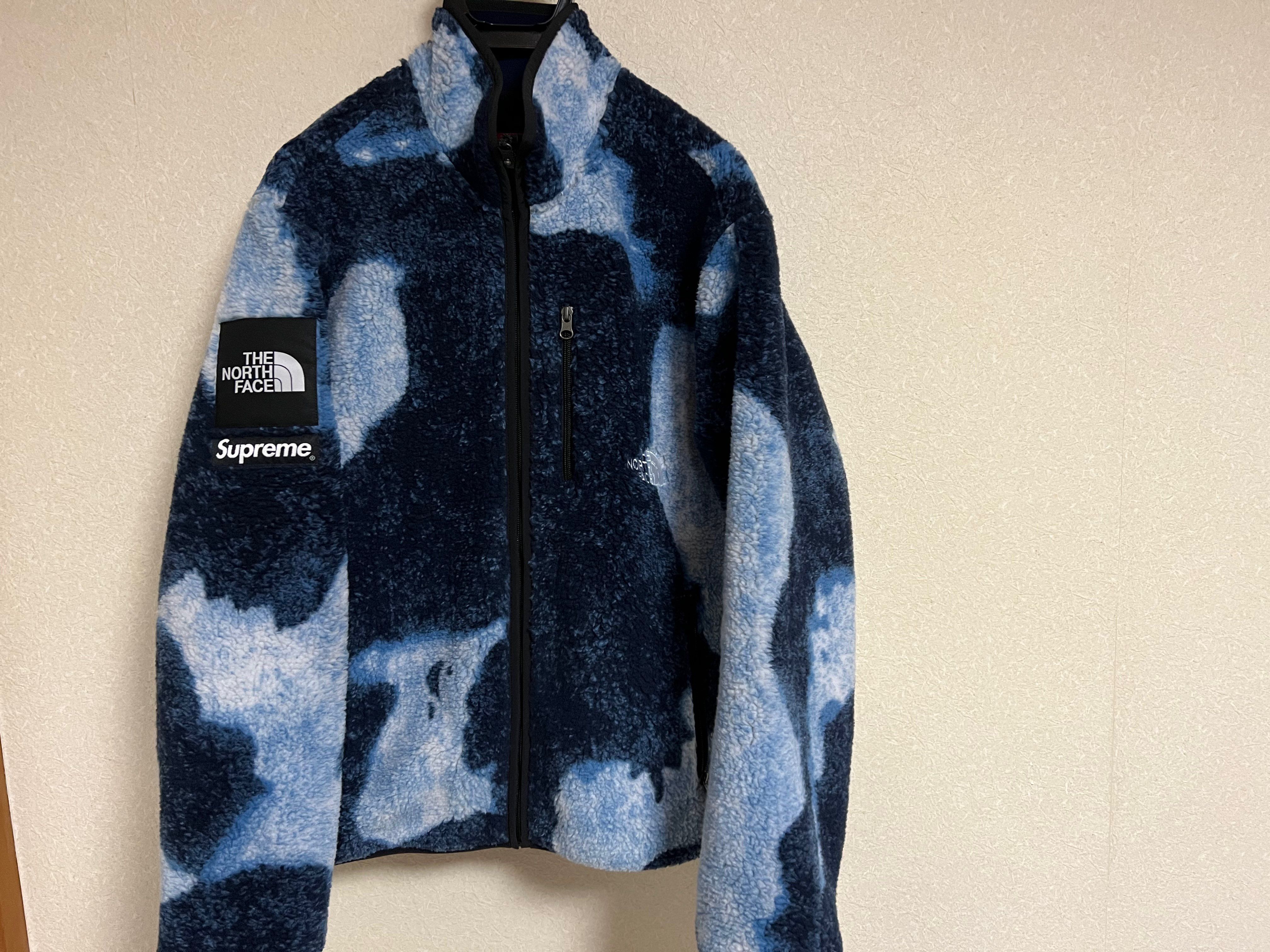 Supreme x The North Face Bleached Denim Print Fleece Jacket "Indigo"
