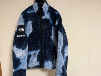 Supreme x The North Face Bleached Denim Print Fleece Jacket "Indigo"
