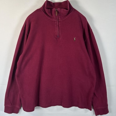 古着 ポロ・ラルフローレン POLO RALPH LAUREN スウェット ハーフジップ ワンポイント 大きいサイズ カラーポニー ニット XL バーガンディ メンズ