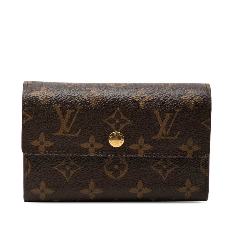 ルイ ヴィトン モノグラム ポルトフォイユ アレクサンドラ 三つ折り財布 M60047 ブラウン PVC レザー レディース LOUIS VUITTON 【中古】