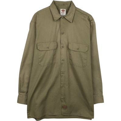 古着 ディッキーズ Dickies 長袖 ワークシャツ ボックスシャツ メンズM相当/eaa619063