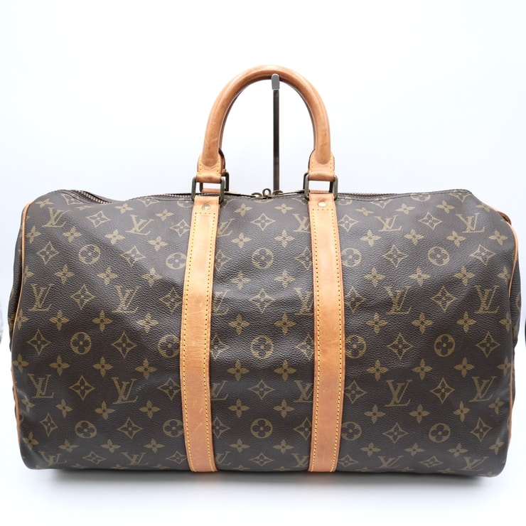 LOUIS VUITTON(ルイヴィトン)キーポル45 ヴィンテージ ボストンバッグ トラベルバッグ モノグラム ブラウン PVC レザー ヌメ革 ゴールド金具 メンズ レディース 旅行鞄 M41428【中古】