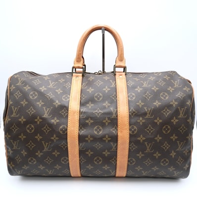 LOUIS VUITTON(ルイヴィトン)キーポル45 ヴィンテージ ボストンバッグ トラベルバッグ モノグラム ブラウン PVC レザー ヌメ革 ゴールド金具 メンズ レディース 旅行鞄 M41428【中古】