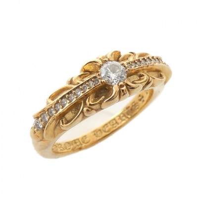 クロムハーツ CHROME HEARTS BABY CLSC FLORAL CRS DMND PAVE 207146023GLD RING