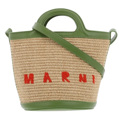 MARNI マルニ TROPICALIA BASKET BAG SMALL トロピカリア バケット スモール ショルダーバッグ SCMP0056Q1P3860 ラフィア グリーン オレンジ レディース【中古】