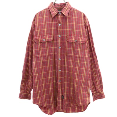 RRL ダブルアールエル 90s 初期タグ 赤3星 オールド チェック柄 長袖 シャツ S 赤系 RALPH LAUREN