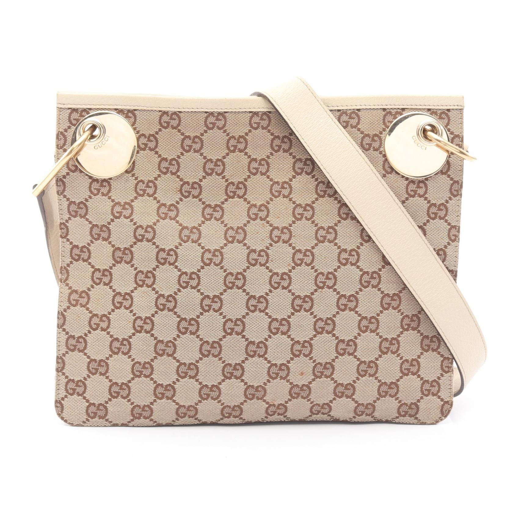グッチ GUCCI GGキャンバス ショルダーバッグ バッグ キャンバス レザー レディース ベージュ系 / ブラウン系 120841 【中古】