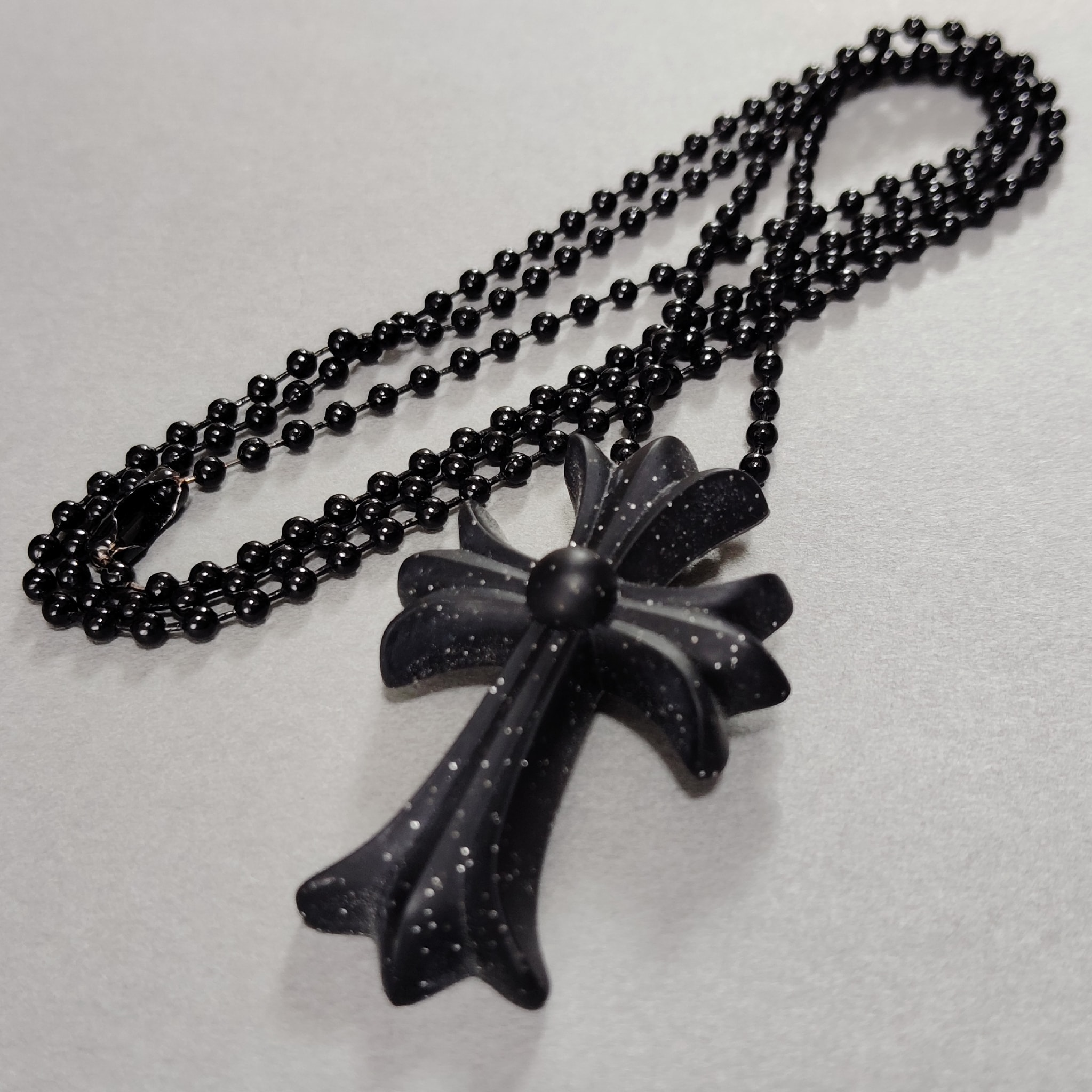 Chrome Hearts Rubber Small CH Cross Silicon Necklace "Black/Lame"